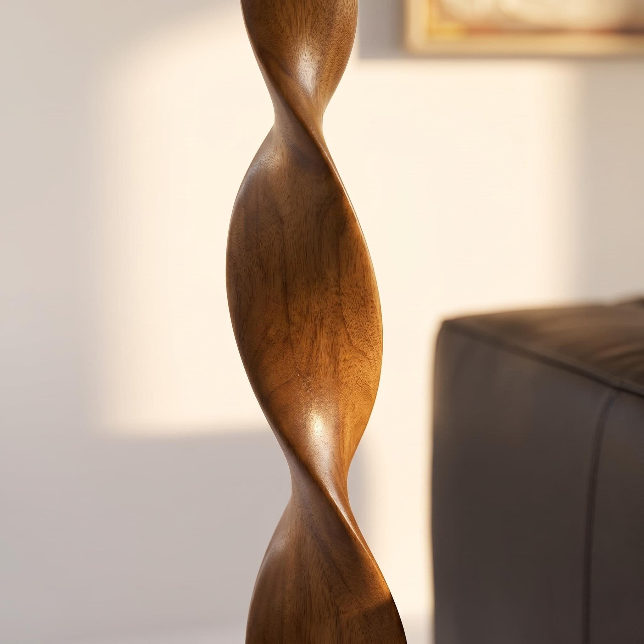 Macro Close-Up in Raking Light Showing Flame Grain and Deep Carved Helical Grooves