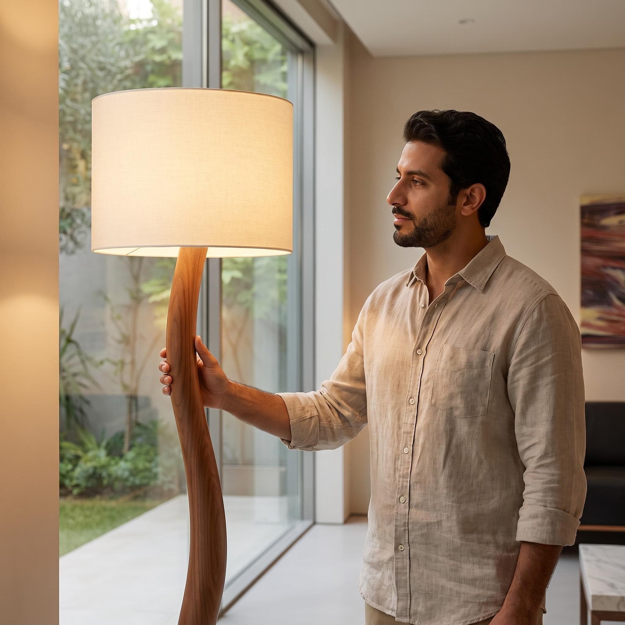 Reverse Profile Showing Continuous Organic Arc and Brass Hardware Accent