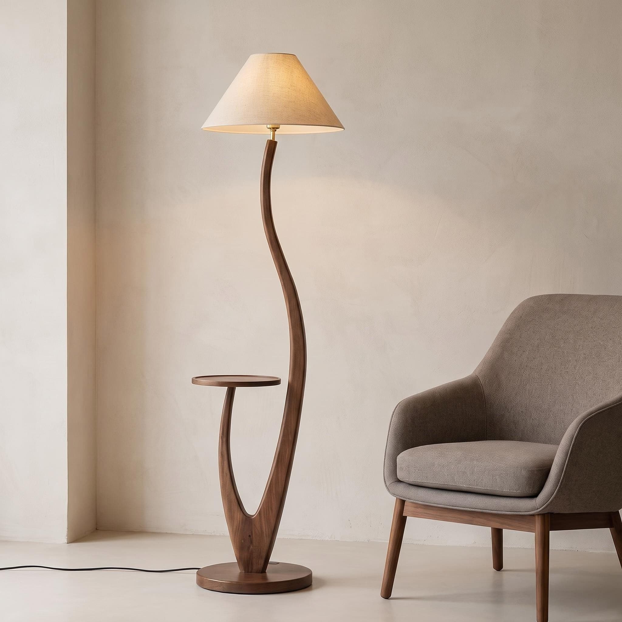Studio Elevation Demonstrating Flowing S-Curve and Built-In Round Walnut Table