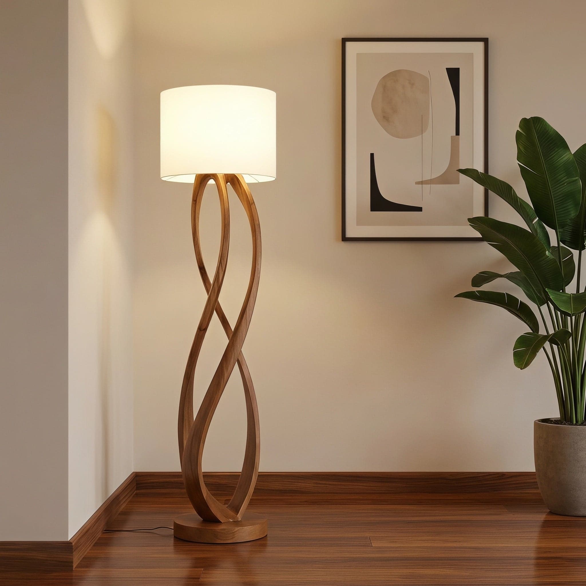 Cream Textured Fabric Shade and Solid Brass Finial Fitting