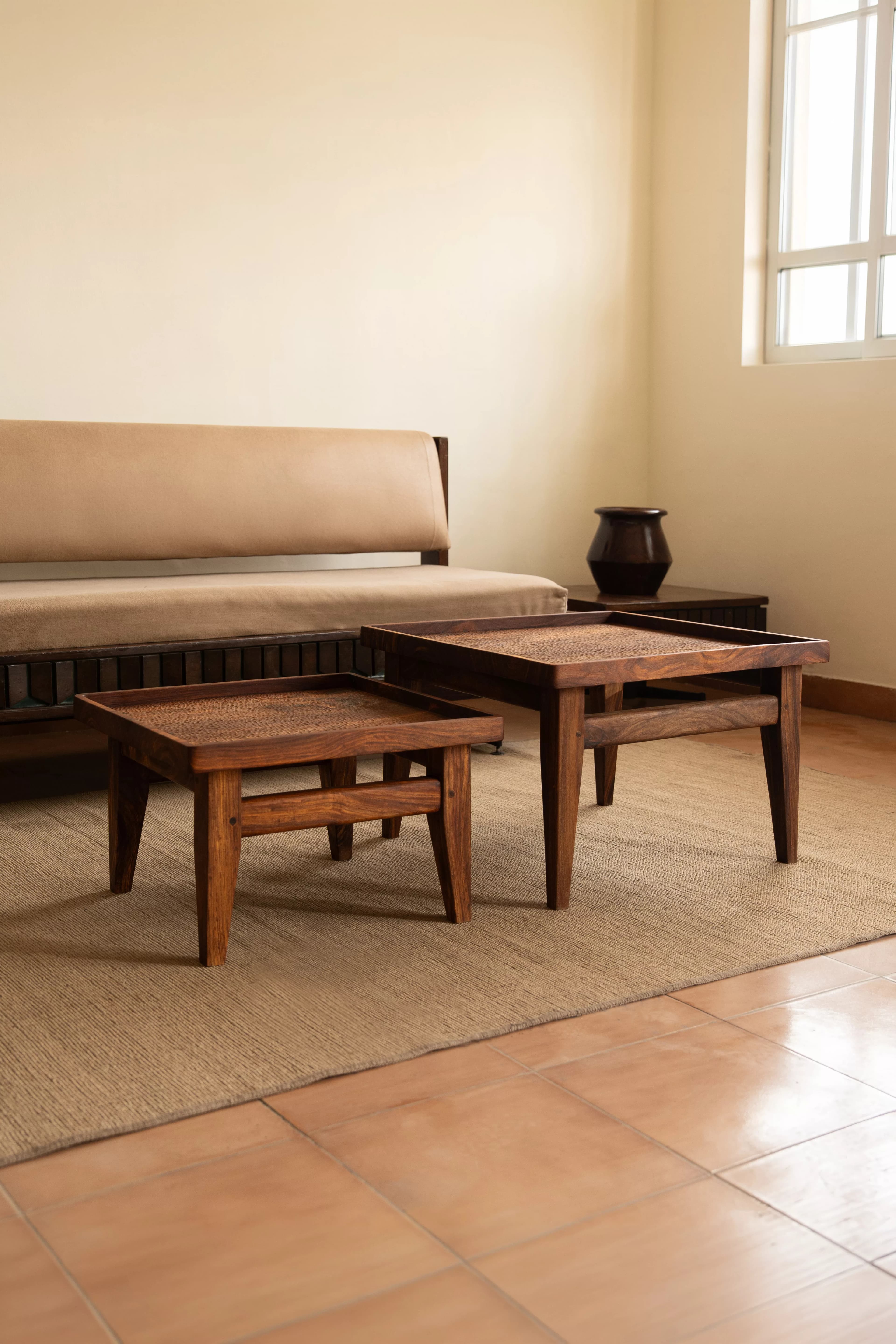 Ido Hand-Carved Sheesham Coffee Table - Lifestyle Scene