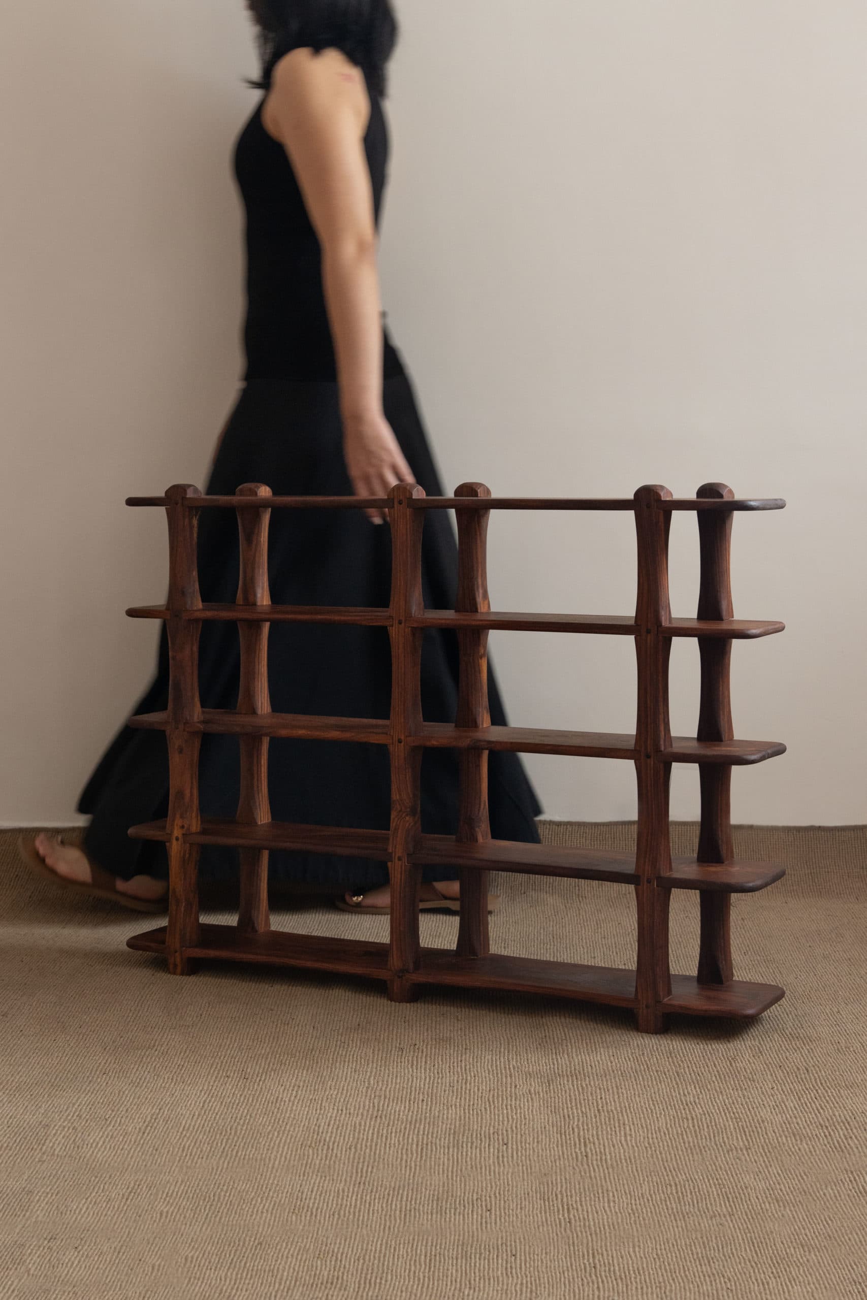 Medium Solid Sheesham Wall Bookshelf - Studio View