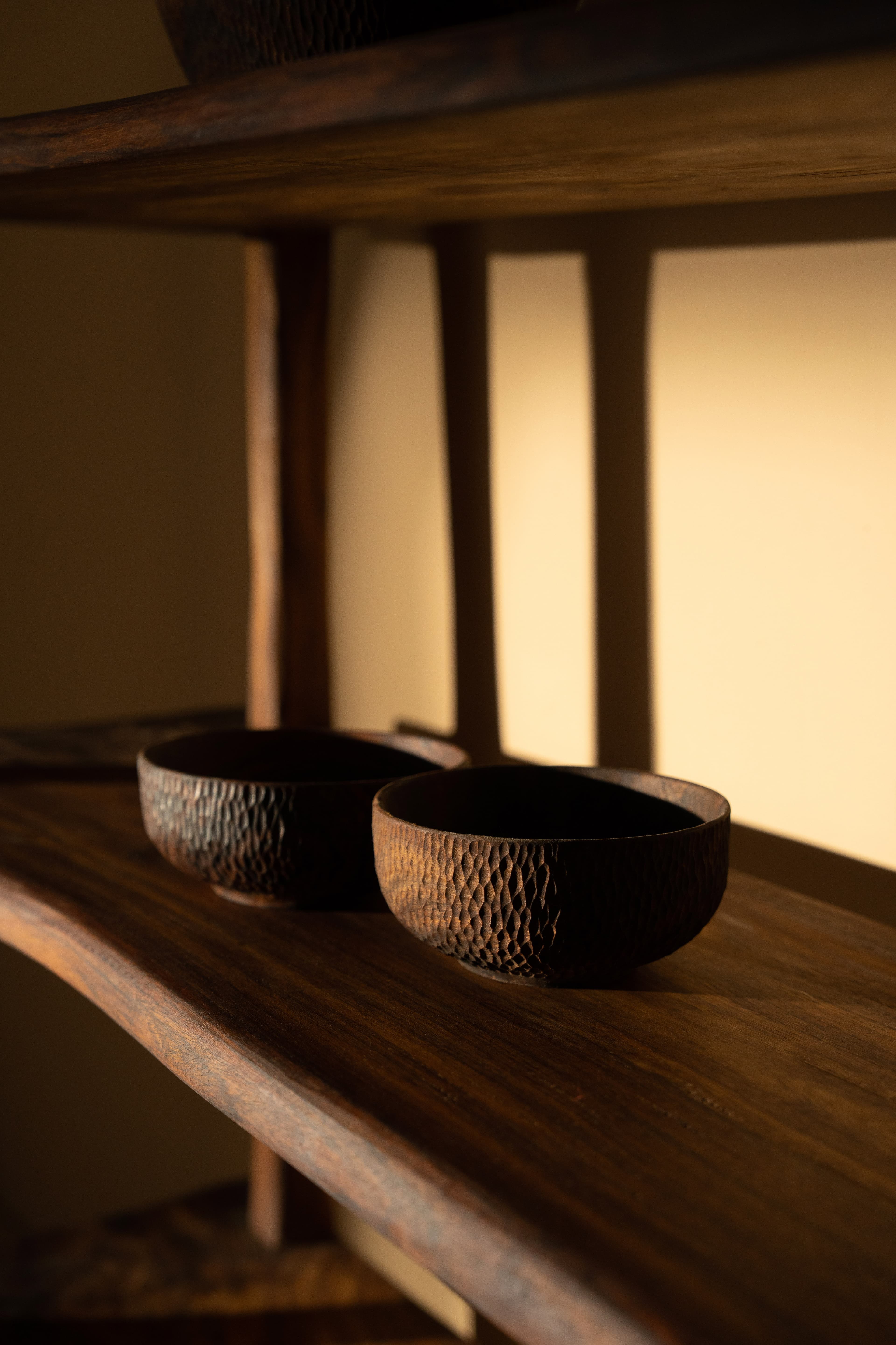 Mioji Hand-Carved Sheesham Accent Bowl - Studio View