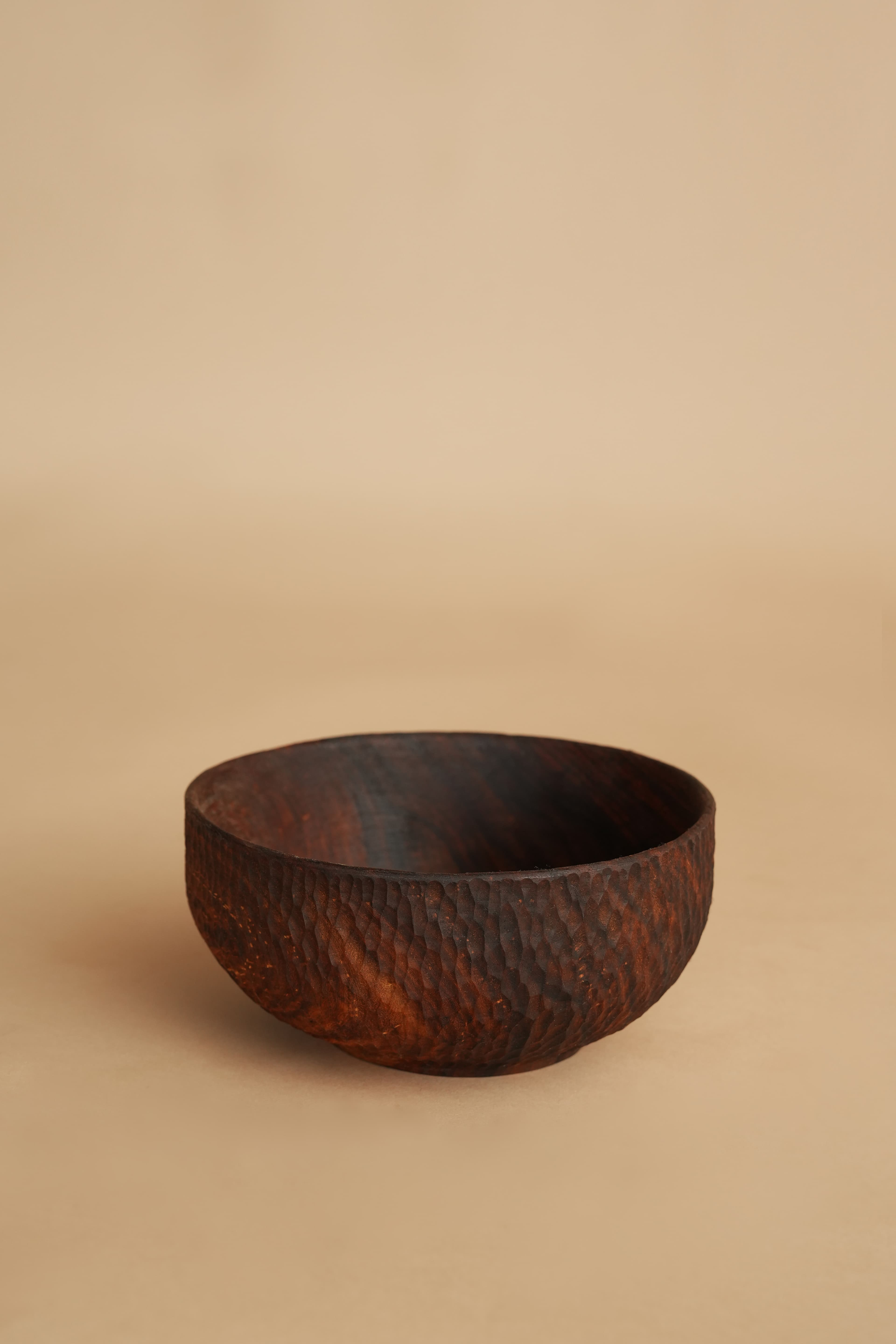Mioji Hand-Carved Sheesham Accent Bowl - Pedestal & Angle