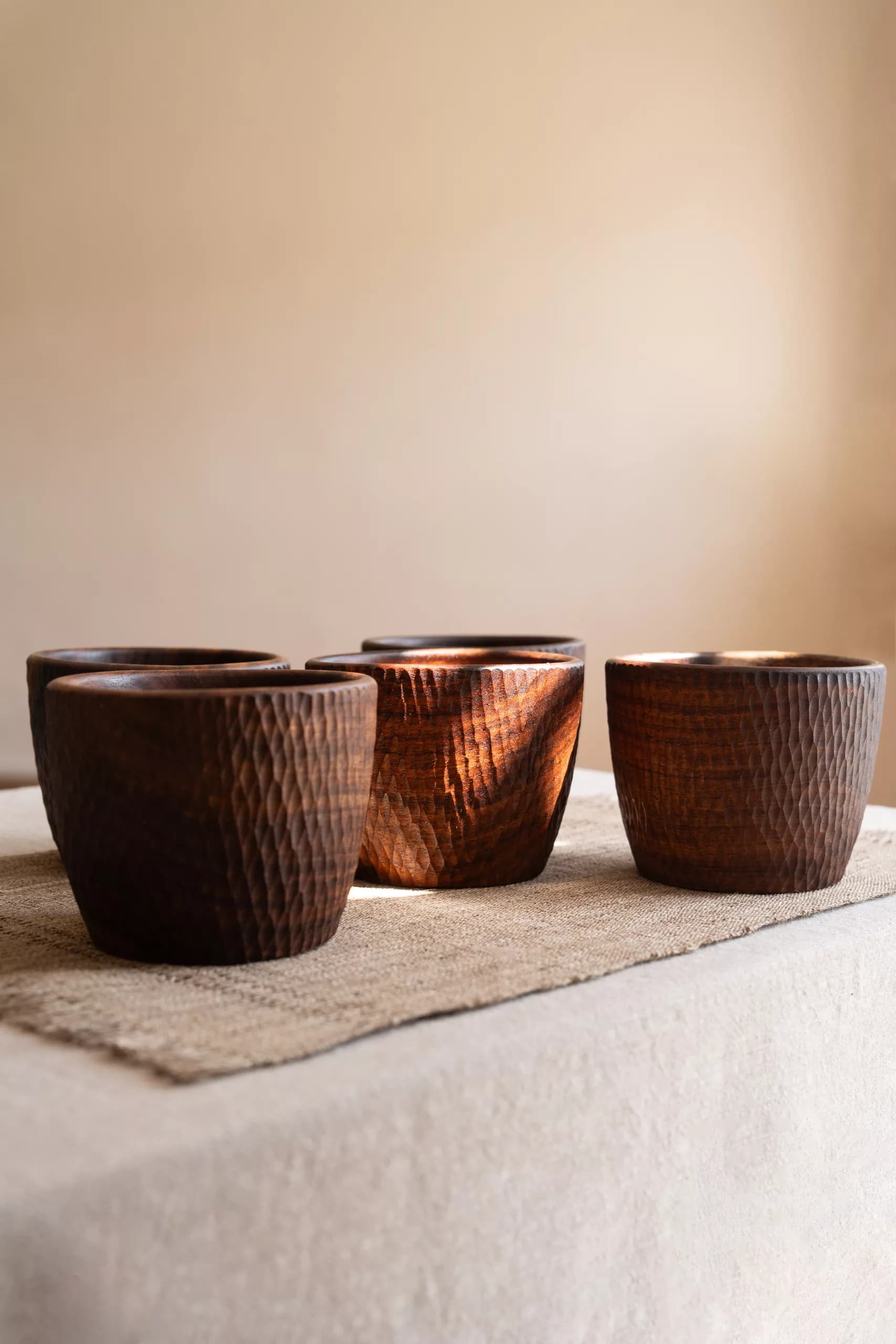 Nibble Hand-Carved Sheesham Tapas & Snack Bowl - Pedestal & Angle