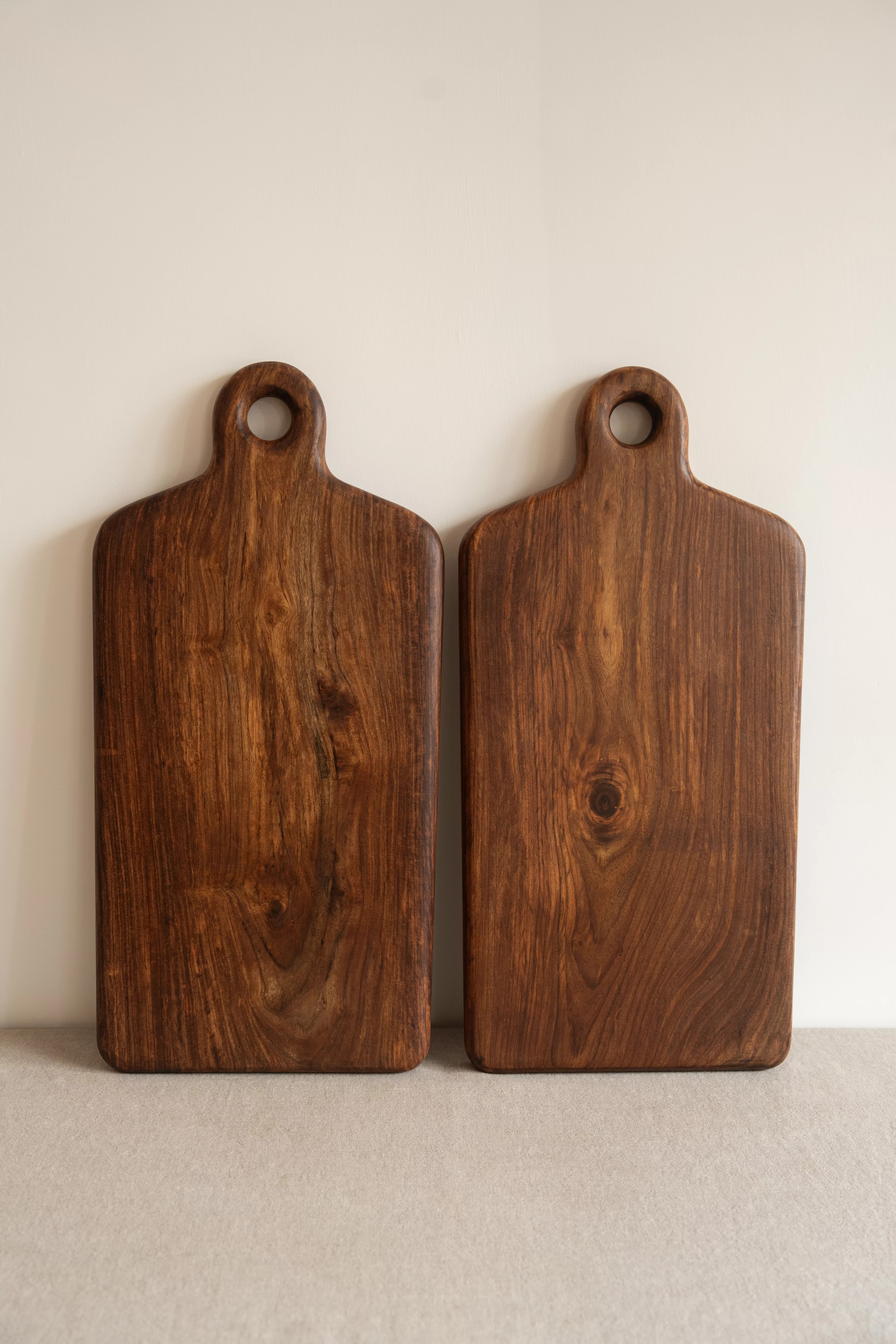 Grand Rectangular Solid Sheesham Chopping & Serving Board - Pedestal & Angle