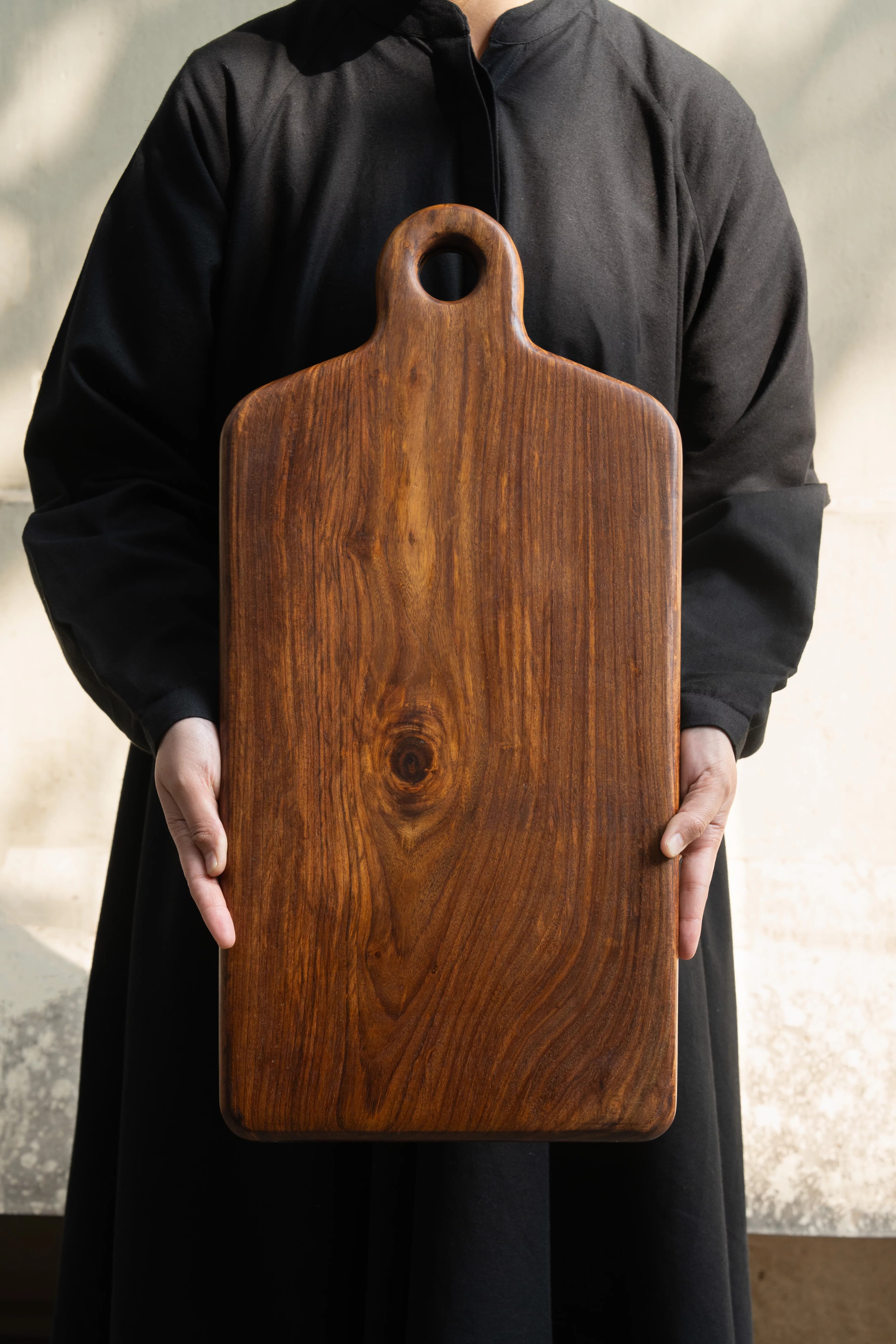 Grand Rectangular Solid Sheesham Chopping & Serving Board - Lifestyle Scene