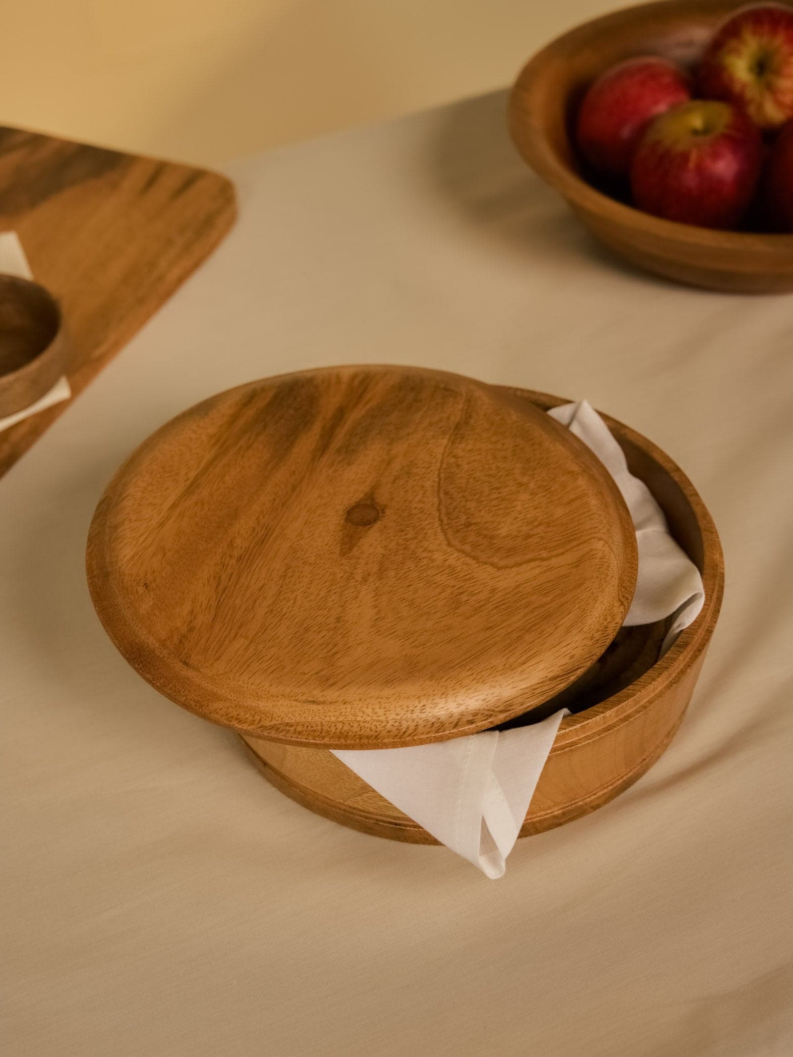 Artisan Solid Wood Roti & Bread Casserole Box