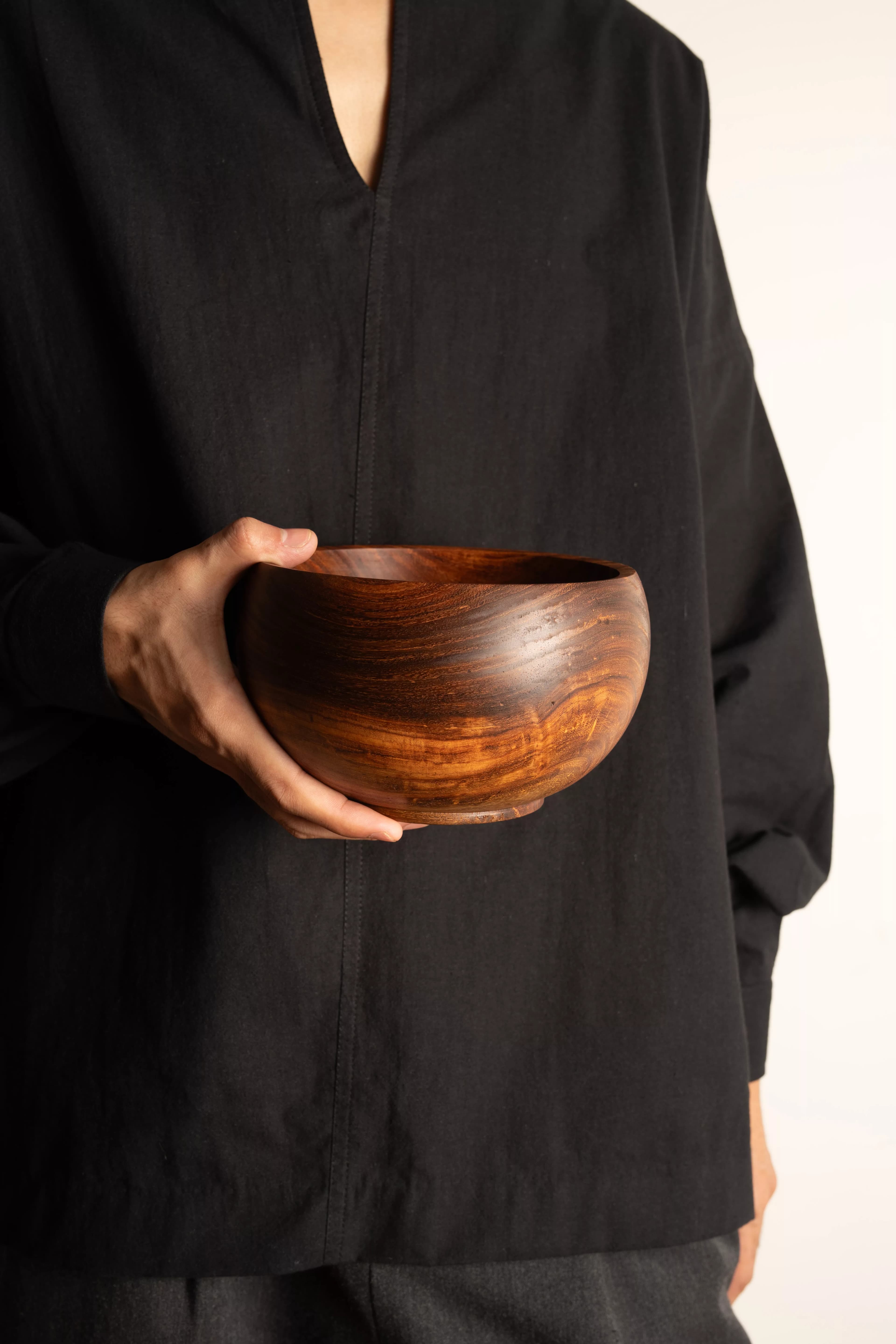 Round Solid Sheesham Artisan Bowl - Lifestyle Scene
