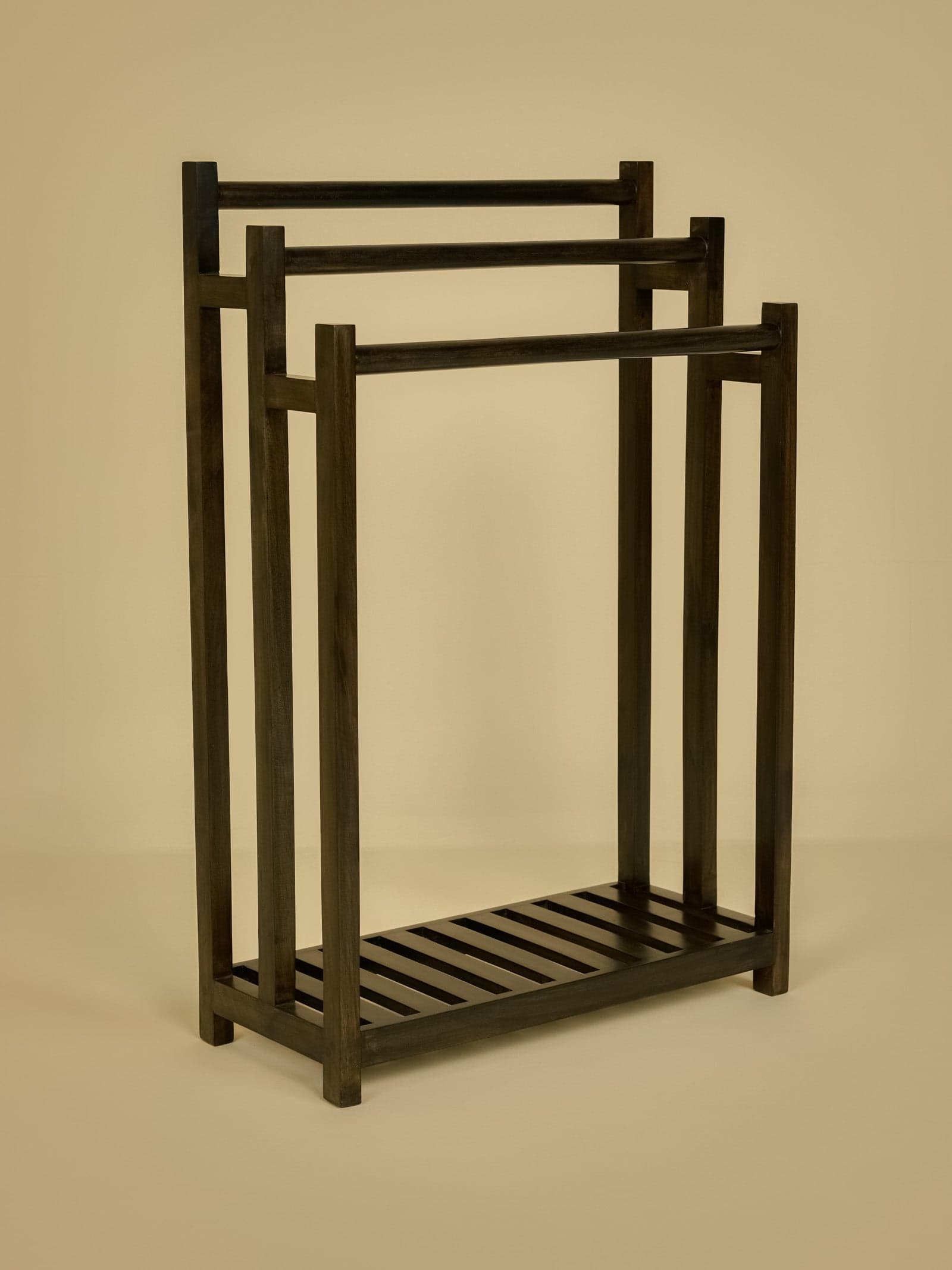 Angle View Showing Tiered Horizontal Drying Bars and A-Frame