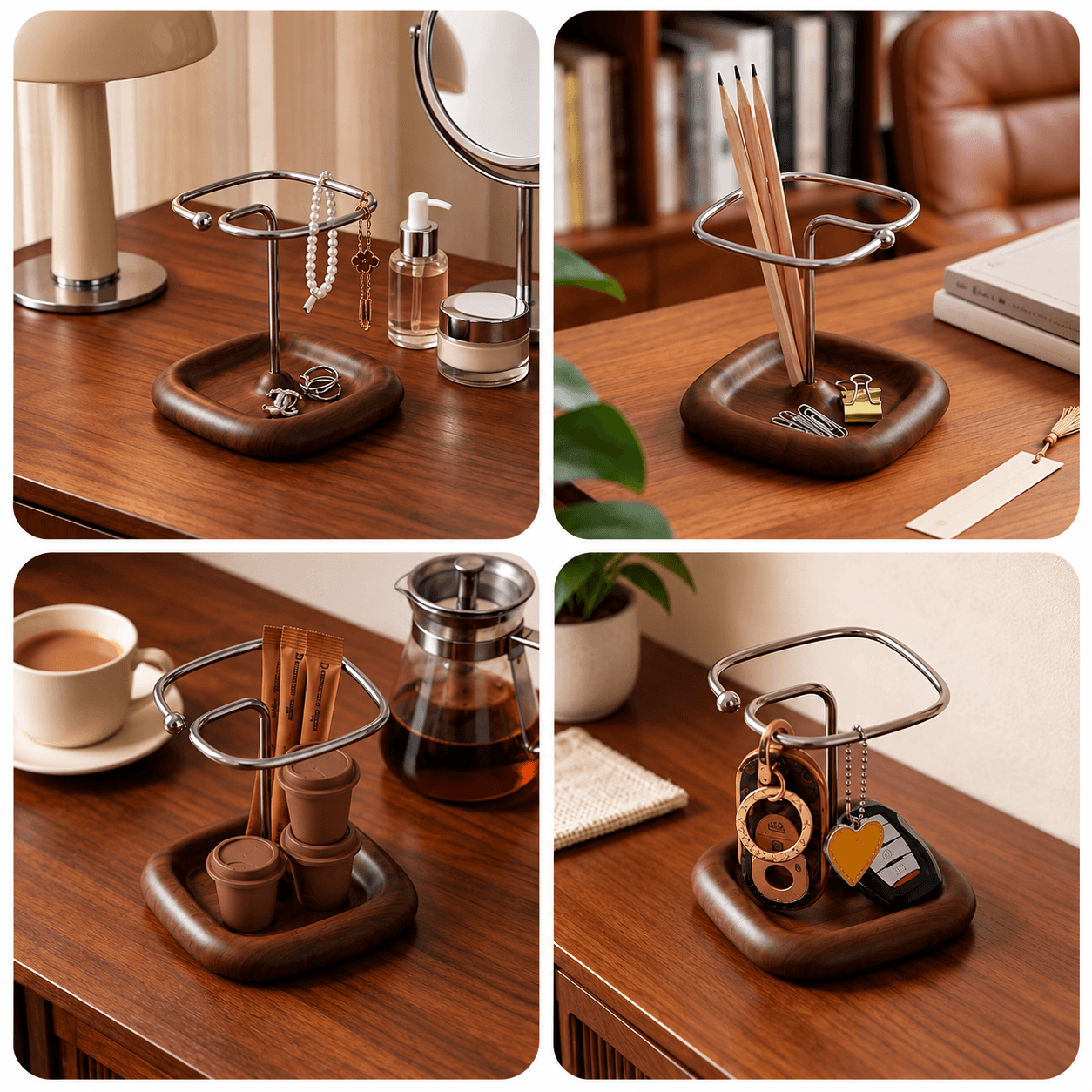 Minimalist Bedside Nightstand Setting with Eyeglasses and Phone