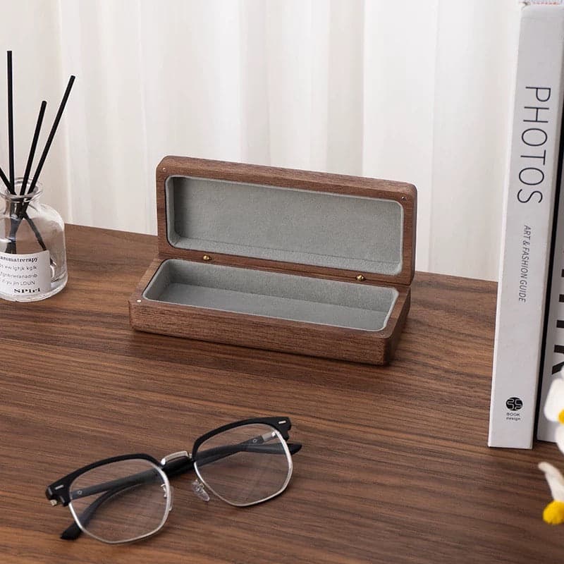 Carry Along Solid Walnut Glasses Case Closed Profile
