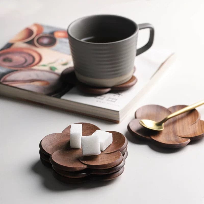 Studio Composition of Single Flower Coaster with Ceramic Tea Mug