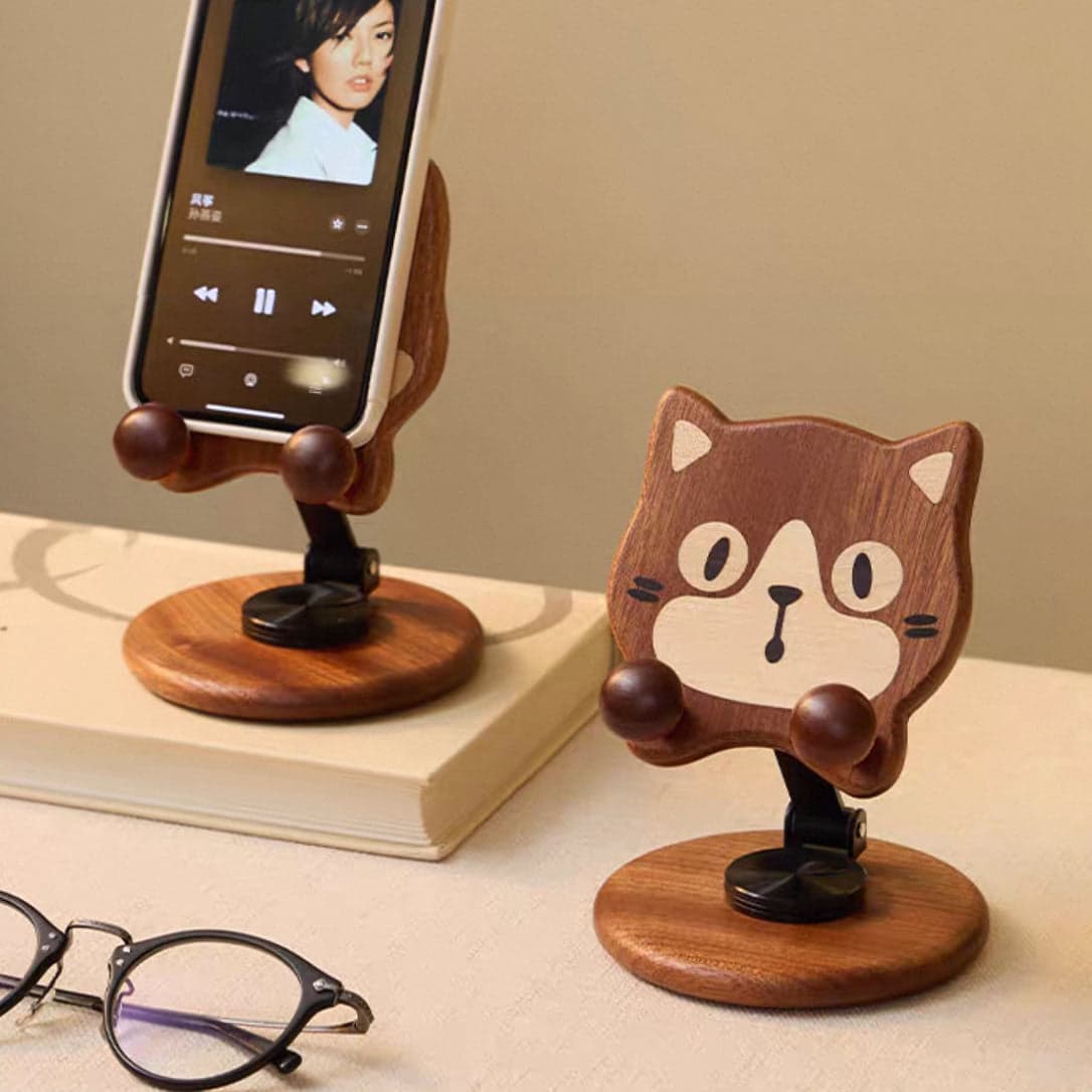 Pals Stand Holding Smartphone on Executive Workspace Desk