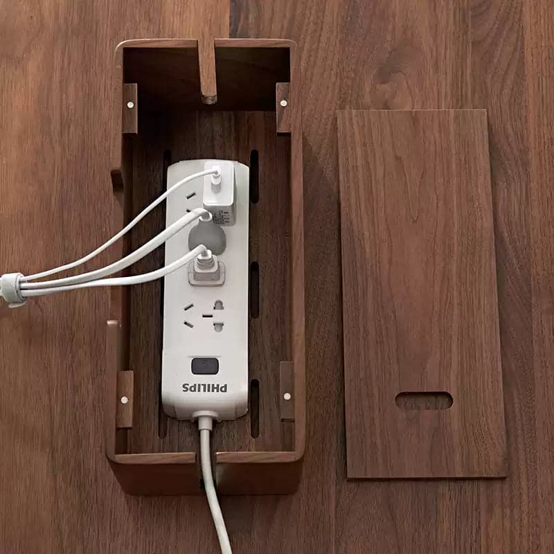 The Power House Solid Black Walnut Cable Organizer Box Main Angle