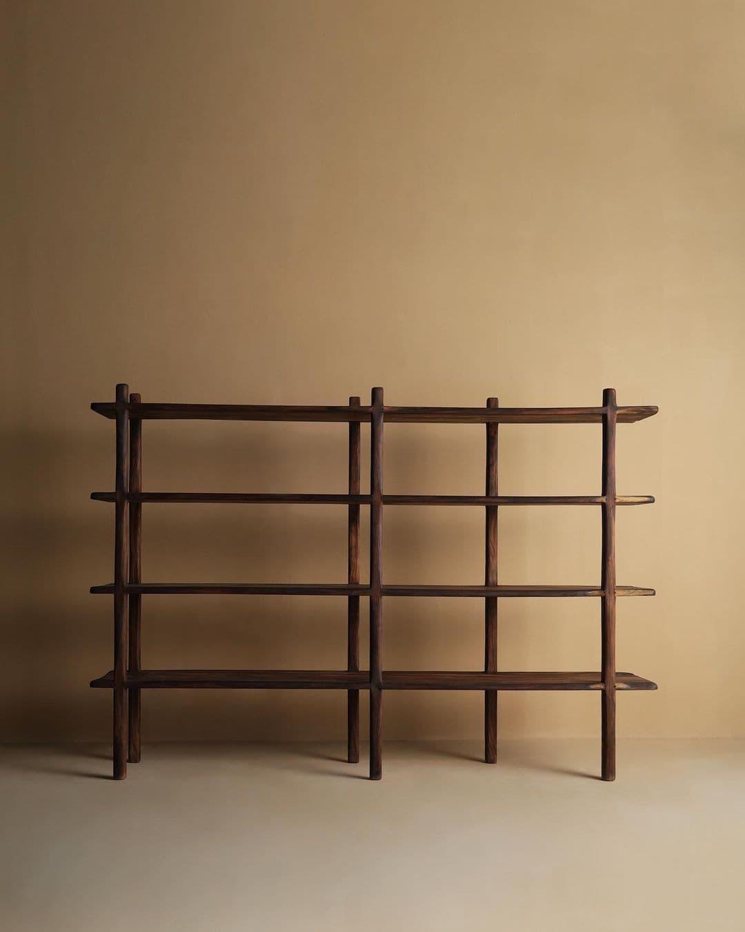 Grand Solid Sheesham Library Shelf - Pedestal & Angle