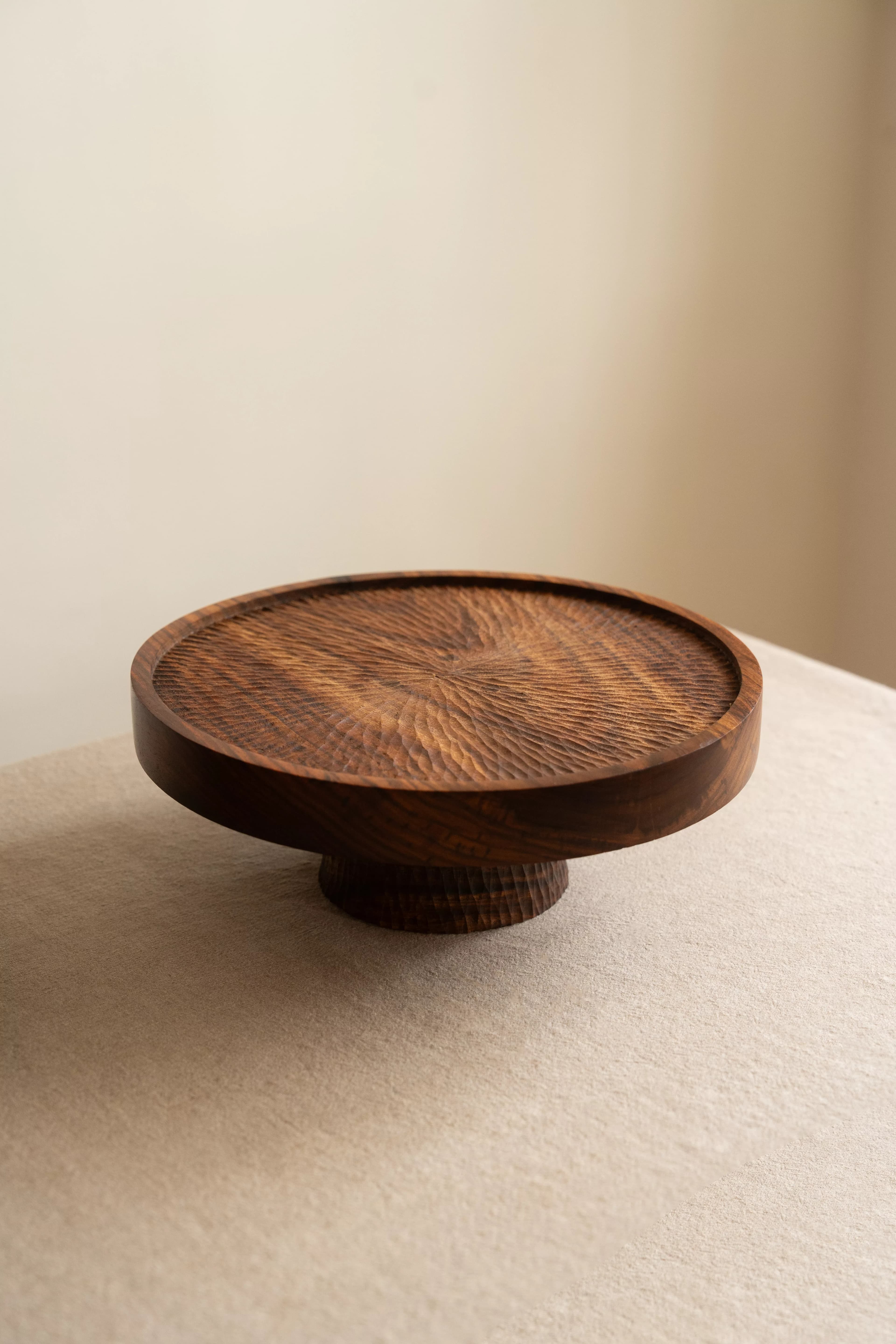 Dulce Hand-Carved Solid Sheesham Cake Stand