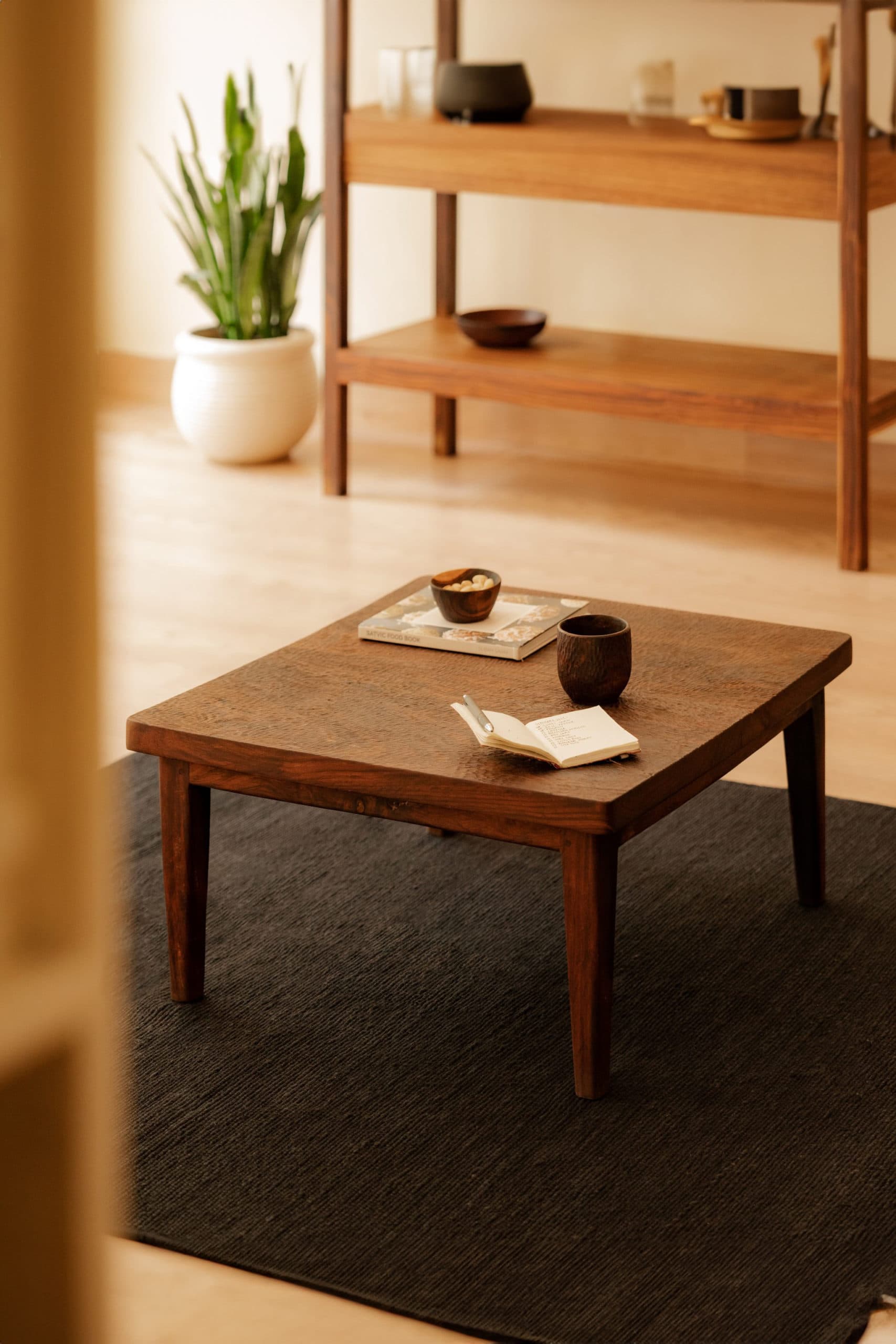 Onirique Hand-Carved Sheesham Coffee Table - Studio View
